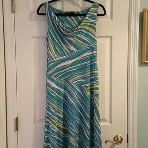 SEXY & COMFY SLEEVELESS COWLNECK MIDI DRESS BCBG